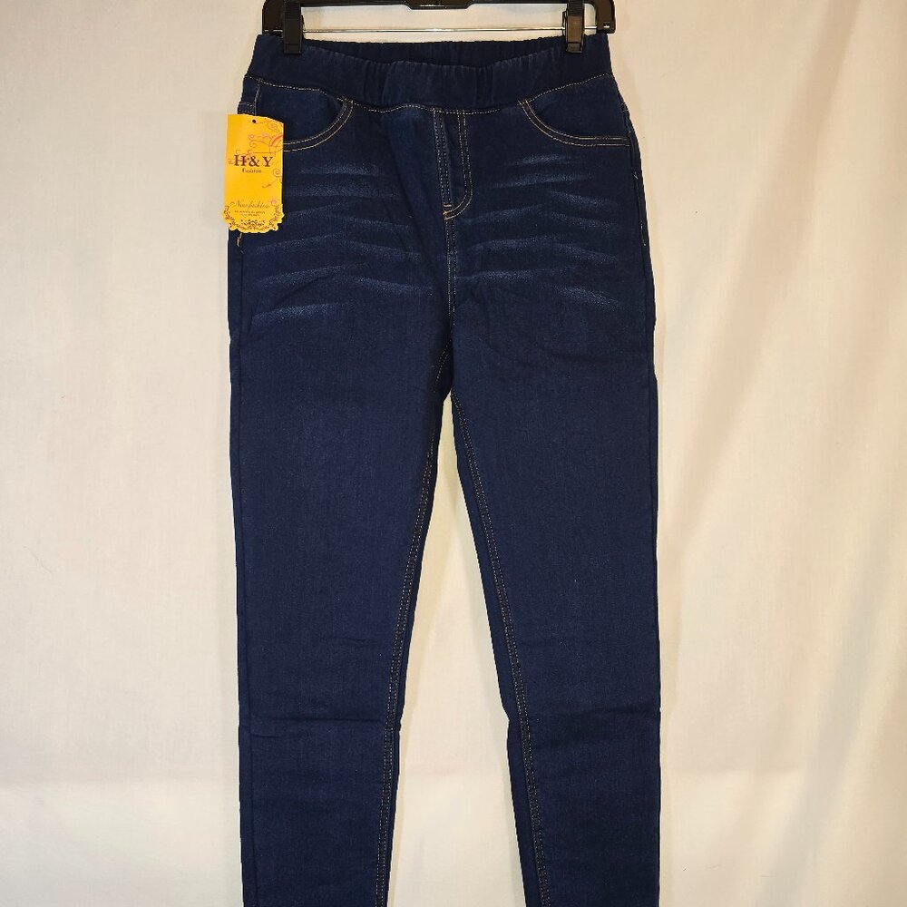 Blue Fur Lined Skinny Jeans